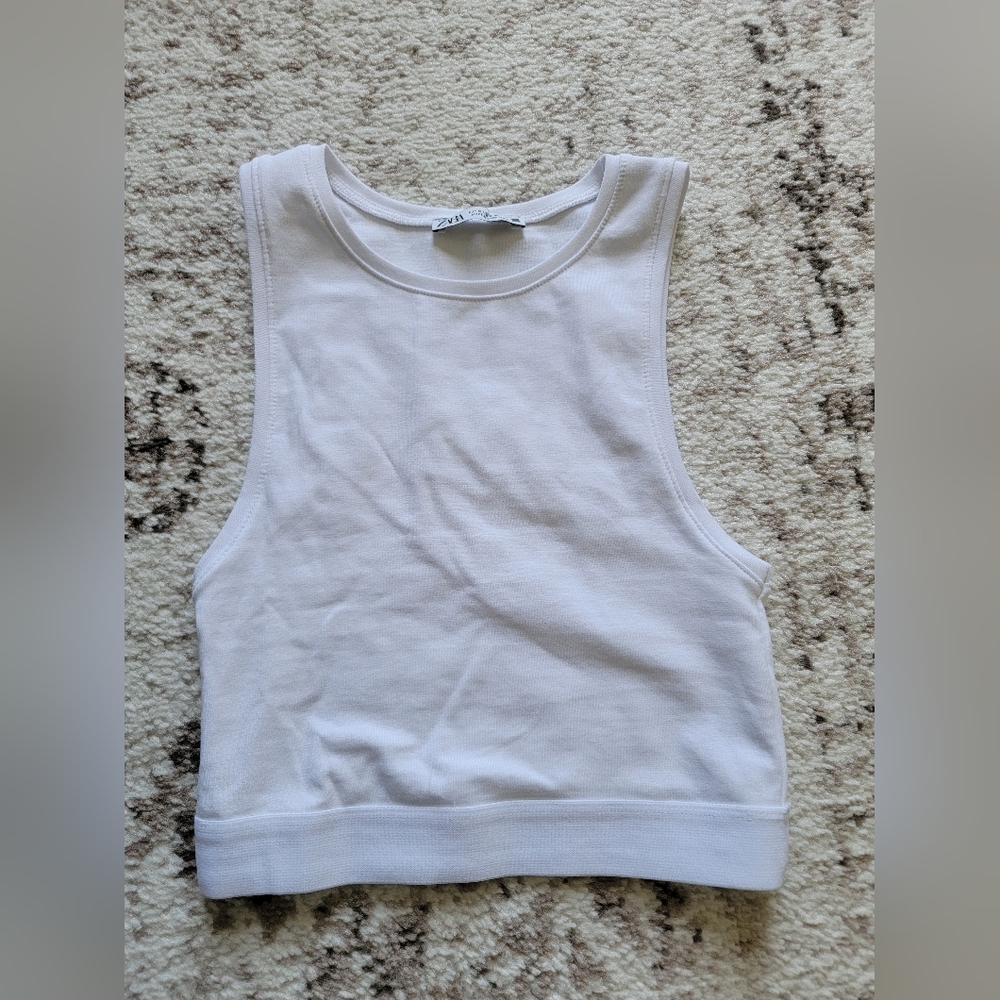 Zara white crop top size S